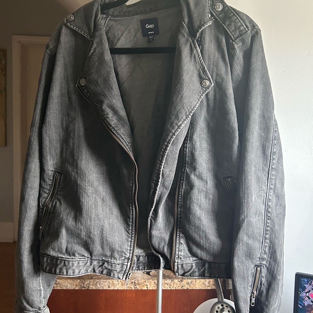 GAP Gray Lightweight Moto Jacket